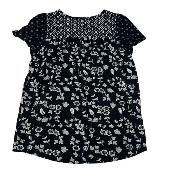Dalia | Women's Short Sleeve Top | Black & White | Floral | Various Sizes - Picture 2 of 2